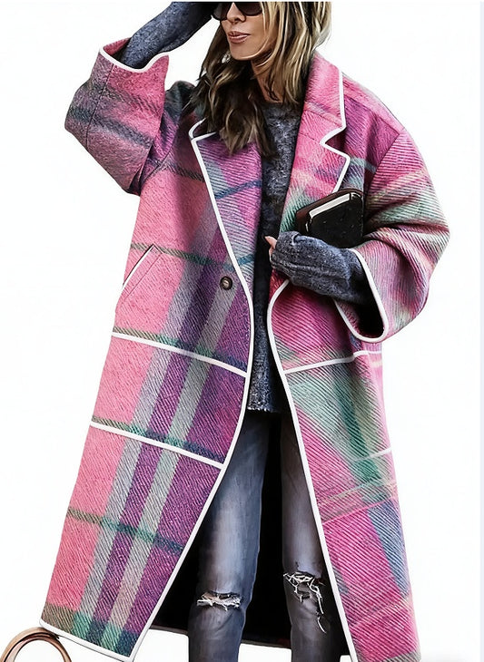 Lady's Multi -color Long-sleeved Coat
