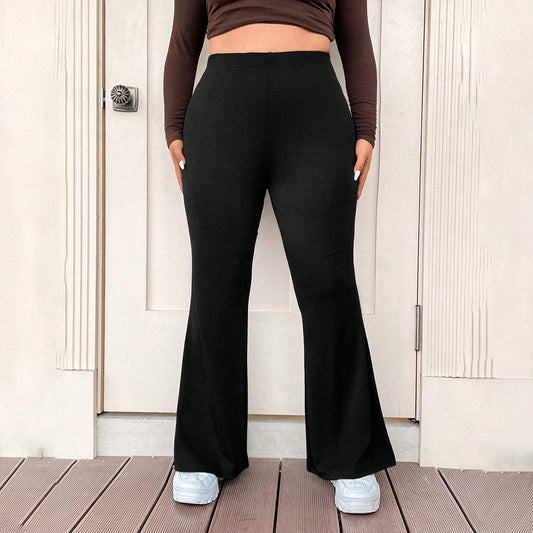 Simple Commuter Style Slim Fit Wide-leg Pants