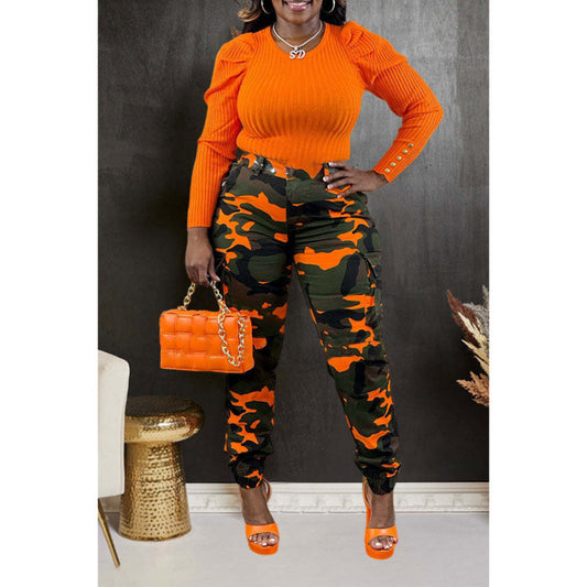 European And American Fashion Women's Camouflage Cotton Skinny Cargo Pants