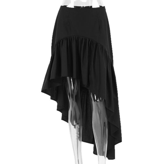 Women's Irregular High Waist Flounced Cotton Skirt