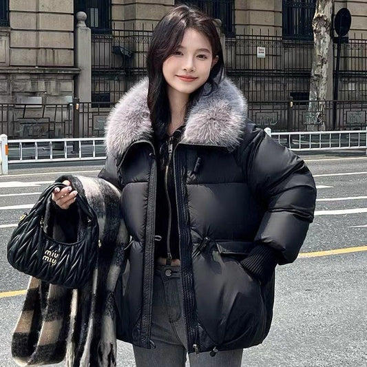 Korean Style Loose Lapels Sense Puffer Jacket Coat