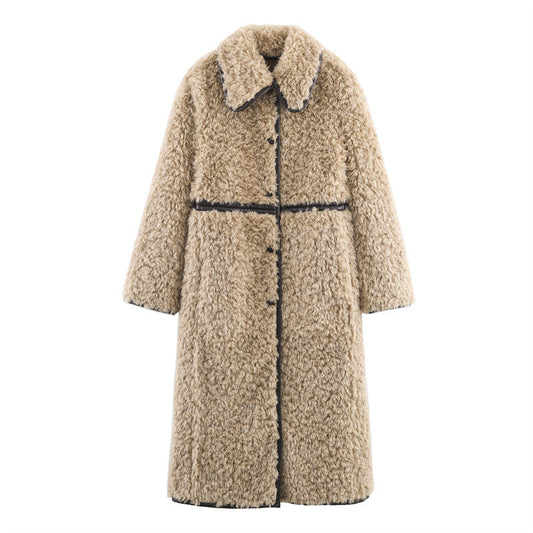 Women's Elegant Fleece Long Overcoat Outerwear