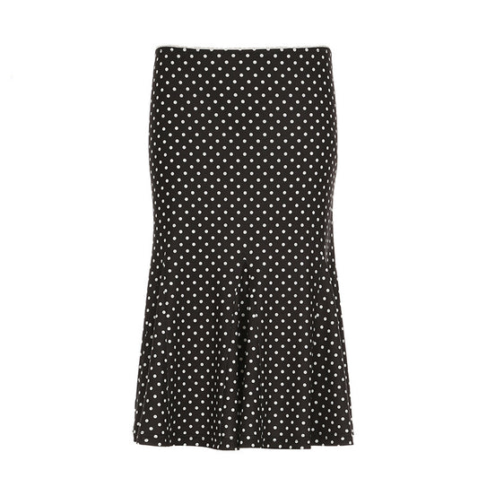 Polka Round Dots And Floral Prints High Waist Slimming Lotus Skirt