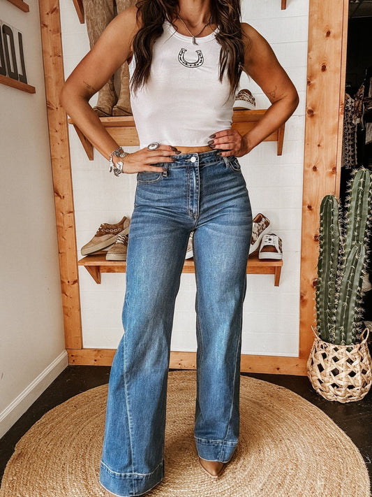 Women's Street Trendy Washed Stretch Straight-leg Jeans