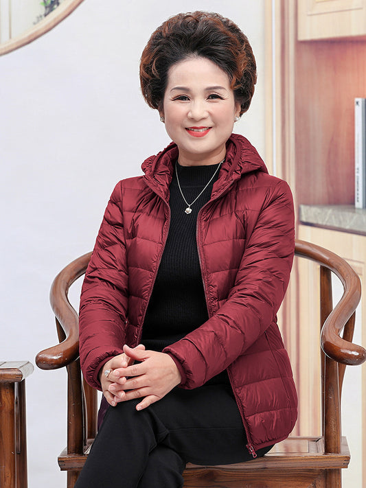 Light White Duck Down Mother Down Jacket Women's Short Chic Coat