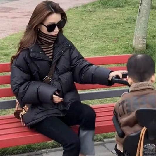 Stand-up Collar Cotton-padded Coat Short Thickened Coat For Women