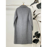 Gray Double Breasted Slimming Woolen Coat Outerwear