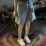 Irregular Ripped Denim American High Street Hot Girl Shorts