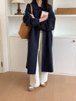 Simple Temperament Lapel Loose Long Trench Coat