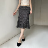 Polka Round Dots And Floral Prints High Waist Slimming Lotus Skirt