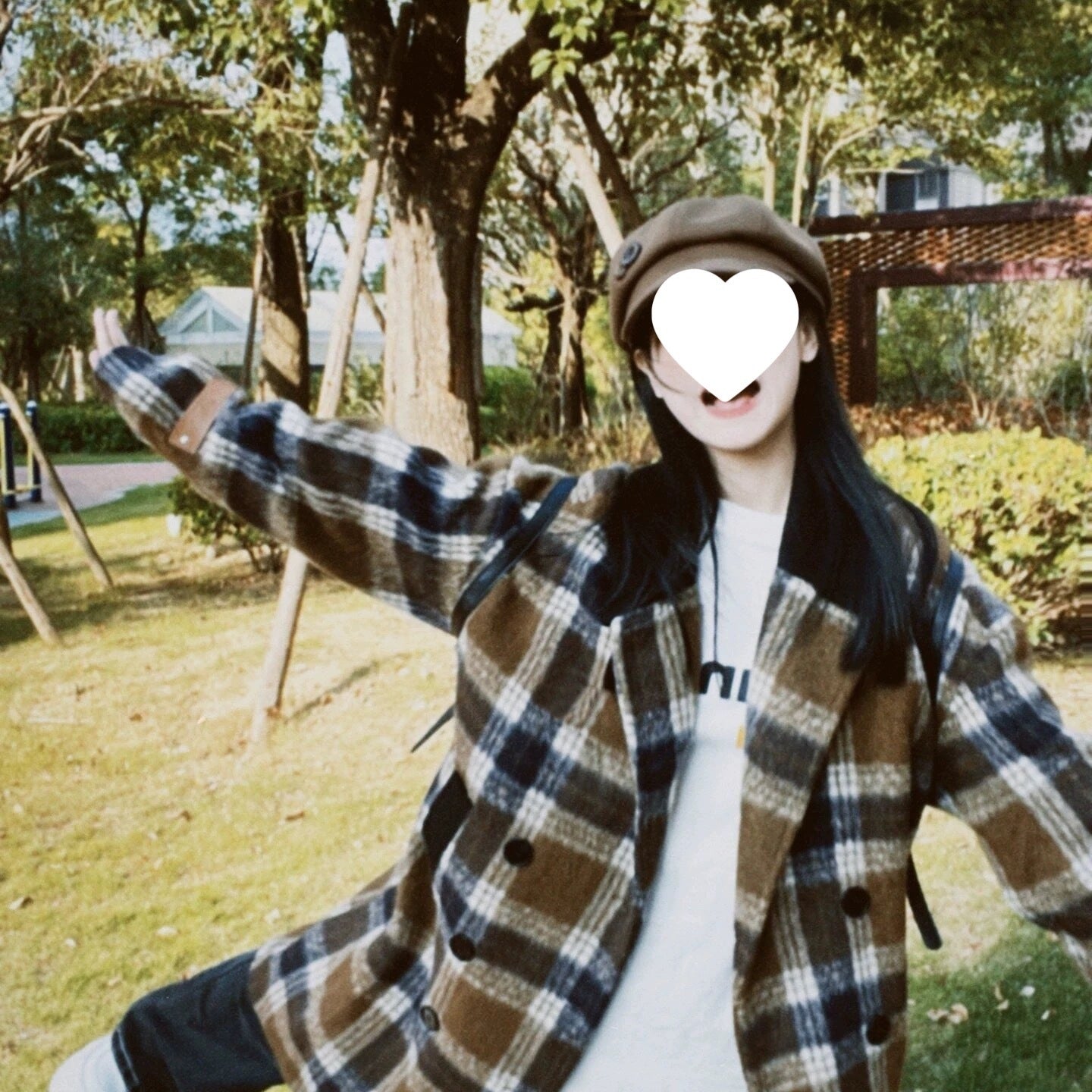 Women's Korean-style Plaid Coffee Woolen Overcoat