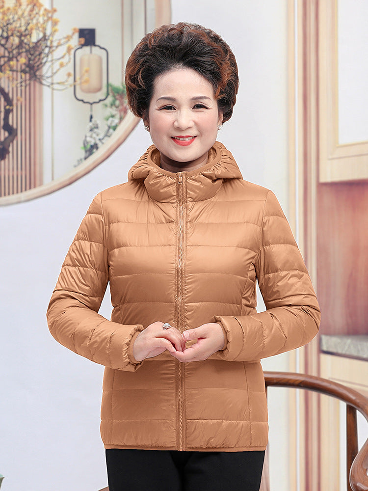 Light White Duck Down Mother Down Jacket Women's Short Chic Coat