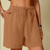 Women's Cotton Linen Pure Color Comfort Wide Leg Shorts