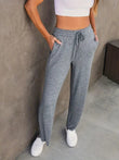 Drawstring Pocket Solid Color Loose Casual Pants Women