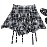 Irregular Red Plaid Pleated Skirt Exposure-proof Skirt