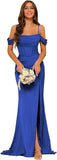 Off-the-shoulder Satin Bridesmaid Corset Ball Gown