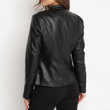 Fashionable Slim-fit Short Women's Leather Jacket