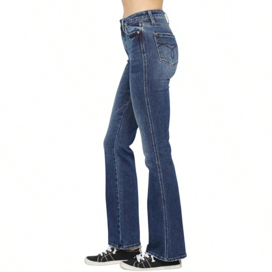Mid-rise Flared Jeans For Women, Vintage Style, High Elasticity And Comfort