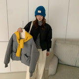 Gray Small Short Down Jacket Plus Size Women