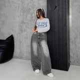 Women's Casual Straight Loose Washed Jeans