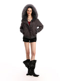 Women's Solid Color Simple Fur Collar Cotton Clothes Coat