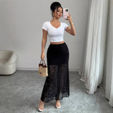 New Lace High Waist Flattering Sheath Slimming Dress Fall Winter Skirt
