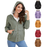 New Hooded Solid Color Trench Coat For Women