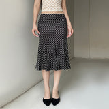 Polka Round Dots And Floral Prints High Waist Slimming Lotus Skirt