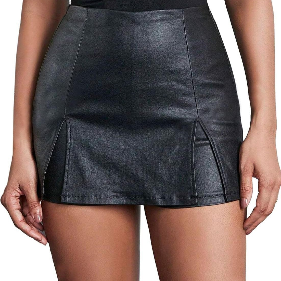 Ladies Low Waist Anti-exposure PU Leather Shorts