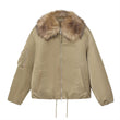 Women's Simple Detachable Fur Collar Cotton Coat