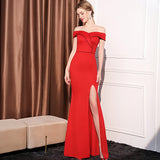 Women's Off-shoulder Slim-fit Elegant Ladies Banquet Dinner Long Fish Tail Skirt