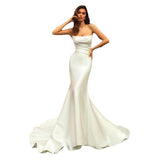 Women's Tube Top Satin Fishtail Gown