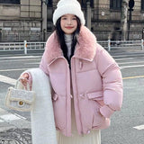 Korean Style Loose Lapels Sense Puffer Jacket Coat