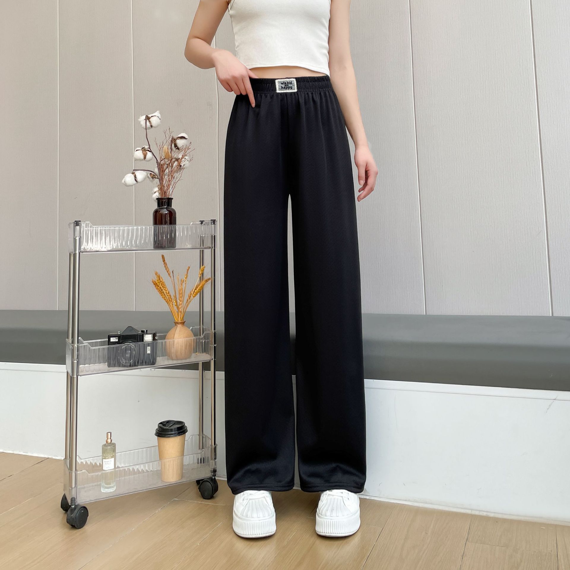 New Loose Slim Versatile Fashionable Herringbone Wide-leg Pants For Women