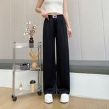 New Loose Slim Versatile Fashionable Herringbone Wide-leg Pants For Women