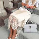 New High-end Satin Lace Side-slit Skirt