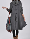 Women's Long-length Loose Woolen Coat, Cloak-style Tweed Overcoat