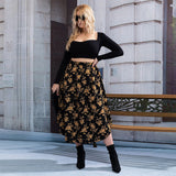 Commuter Style High-waisted Draped Floral Print Skirt