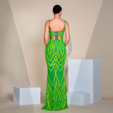 V-neck Strap Sequined Fishtail Evening Dress
