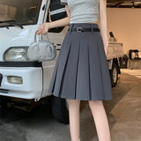 Large Size Gray Skirt Women's High Waist Slimming Line Skirt