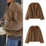 Elegant Polyester Fur Overcoat Coat