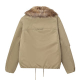 Women's Simple Detachable Fur Collar Cotton Coat