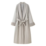 Autumn And Winter Lacing Cuff Woolen Coat