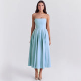 Summer Outfit High-end Fishbone Bustier Pure Desire Style Hot Girl Bodycon Backless Midi Dress