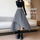 Irregular Women's Autumn And Winter New Plaid High Waist Slimming Skirt
