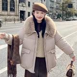 Korean Style Loose Lapels Sense Puffer Jacket Coat