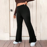 Simple Commuter Style Slim Fit Wide-leg Pants