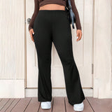 Simple Commuter Style Slim Fit Wide-leg Pants