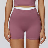 Thread High Waist Tight Nude Feel Contrast Color Yoga Shorts