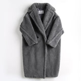 Women's Long Pink Wool Alpaca Fleecefiber Fur Coat